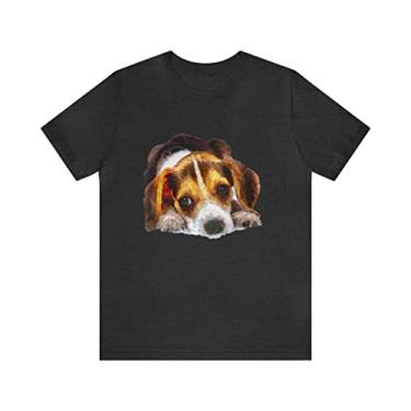 Imagem de Beagle 'Daisy Mae' - Camiseta de manga curta unissex Jersey, Cinza escuro mesclado, M