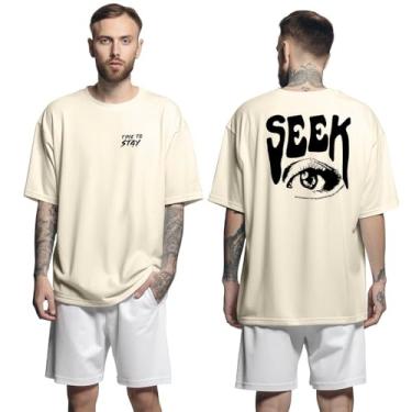 Imagem de Camisa Camiseta Oversized Streetwear Genuine Grit Masculina Larga 100% Algodão 30.1 Seek - Bege - M