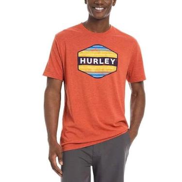 Imagem de Hurley Camiseta masculina gradiente com barra de ícone, Vermelho, M