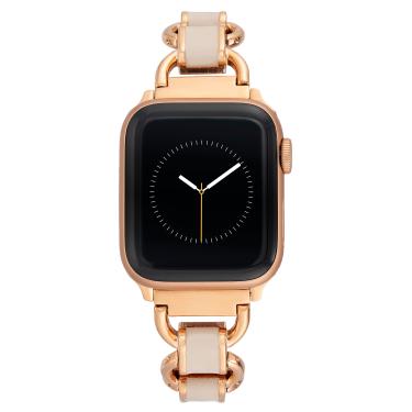 Imagem de WITHit Pulseira de corrente fashion Anne Klein para Apple Watch, segura, ajustável, pulseira de substituição para Apple Watch, cabe na maioria dos pulsos (42/44/45 mm, rosa e dourado)