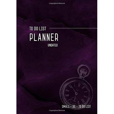 Imagem de Agenda de tarefas sem data B6: Caderno de lista de verificação diária pequeno com prioridades e horários | Design mármore roxo e preto