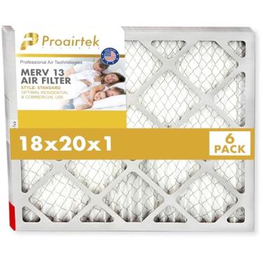 Imagem de Proairtek AF18201M13SWH Modelo 18 x 20 x 1 pacote com 6 filtros de ar, MERV 13; ideal para qualquer pessoa que queira ar limpo e fresco em sua casa; captura partículas microscópicas transportadas pelo
