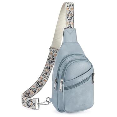 Imagem de Telena Bolsa tiracolo feminina de couro vegano com alça ajustável, 1 jeans azul, One Size