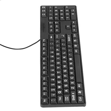 Imagem de Teclado Ergonômico de Impressão Grande Com Fio USB de 104 Teclas para Idosos - Material ABS, Plug and Play, Adequado para Laptop