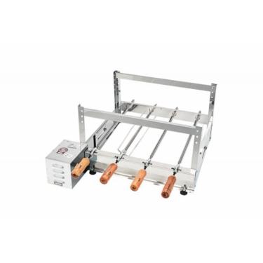 Imagem de Churrasqueira Giratória Rotativa 4 Espetos 58 Cm Bivolt Aço Inox Gbi04 - Arke