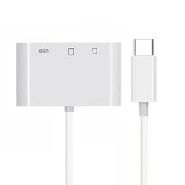 Imagem de Cablecc Leitor de cartão fêmea USB-C tipo C USB 2.0 para TF Micro SD SDXC USB adaptador 3 em 1 compatível com MacBook Laptop Tablet Phone