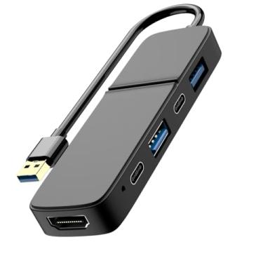 Imagem de FAWETTY Hub USB 5 em 1 adaptador multiportas, 1 HDMI, 2 portas de dados e carregamento tipo C, 1 porta USB 2.0, 1 USB 3.0 para MacBook Pro/Air, iPad Pro, iMac, iPhone 15 Pro/Pro Max, XPS, Thinkpad