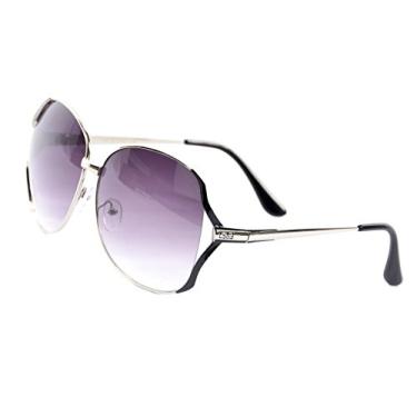 Imagem de Goson Óculos de sol feminino gradiente prata armação preta/lente roxa gradiente grande 62 mm
