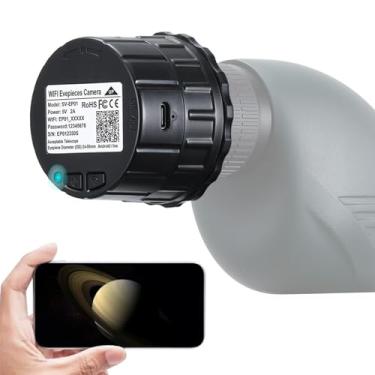 Imagem de Câmera de telescópio ocular WiFi com gravação de vídeo de 2,5 K, adequada para microscópio óptico de 24 mm-50 mm e binóculo monocular, câmera de astrofotografia