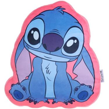 Imagem de Disney Almofadas de sofá Stitch - Almofadas de pelúcia 3D para cama ou sofá acessórios de quarto de mulheres adolescentes e crianças - Presentes de costura (ponto azul/rosa)