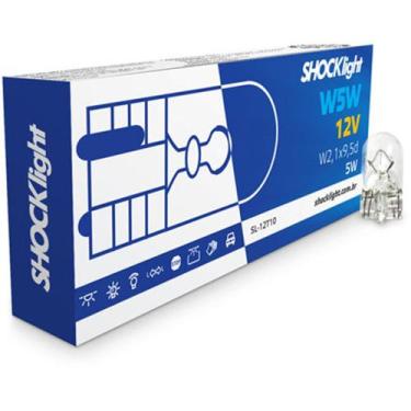 Imagem de Lâmpada T10 Shocklight 12V W2,1 x 9,5D Pingão Caixa C/ 10 Unidades