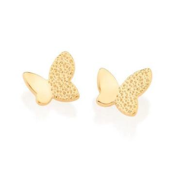 Imagem de Brincos banhado ouro 3x 24k 18k e 22k femininos pequenos borboleta inf