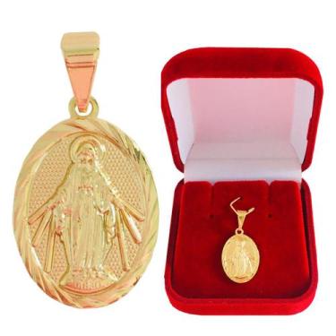 Imagem de Pingente Medalha Milagrosa Nossa Senhora das Graças Banhado a Ouro 18k