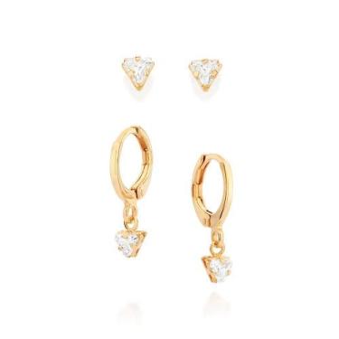 Imagem de Brincos banhado ouro 3x 24k 18k e 22k femininos pequenos kit argola e 