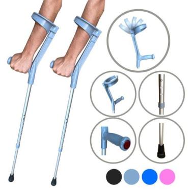 Imagem de Par Bengala Muleta Articulada Altura Ajustável Colorida - Alo Ortopedi