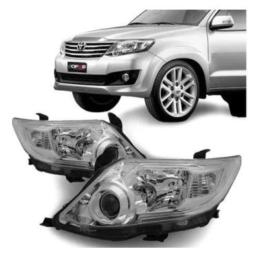 Imagem de Farol Hilux Sw4 2012 2013 2014 Foco Duplo Cromado - DFEB, Lado direito