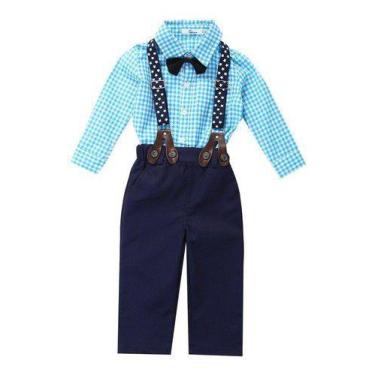 Imagem de Conjunto Social Masculino Infantil Suspensório Gravata Borbo - anjo da