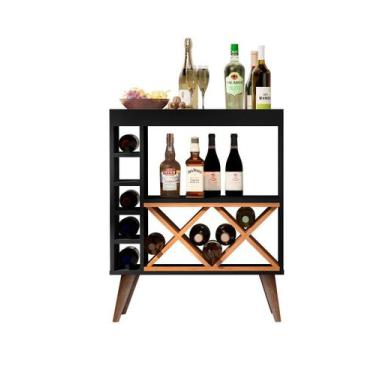 Imagem de Aparador Com Adega Estilo Retrô Chateau Preto / Nature - Comprar Móvei