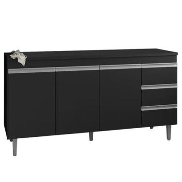 Imagem de Balcao Com Tampo 150 cm 3 Portas Andreia Preto REAJL - REAJL Moveis, P