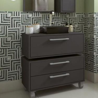 Imagem de Gabinete Suspenso para Banheiro 80cm 1 Basculante e Balcão 2 Gavetas A