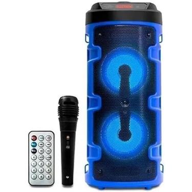 Imagem de Genérico Caixa De Som Bluetooth Com Microfone Led 20w Rms D-s14 Azul