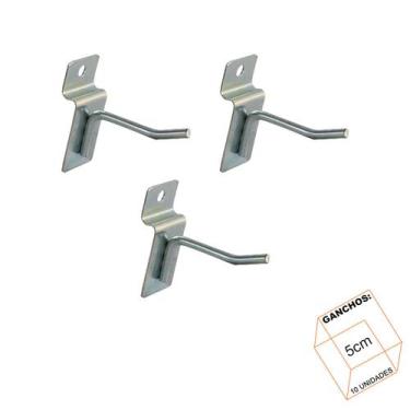 Imagem de Gancho Para Painel Canaletado 5cm Zincado Kit 10 Unidades - LM Balcoes