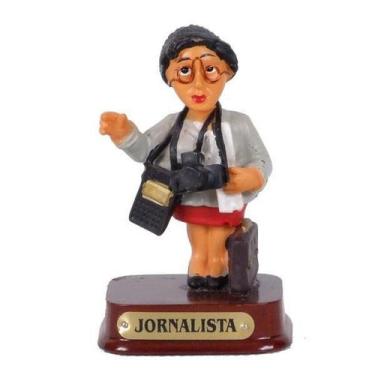 Imagem de Boneco Profissional Jornalista F Miniatura Decoração 8cm - Zona Livre