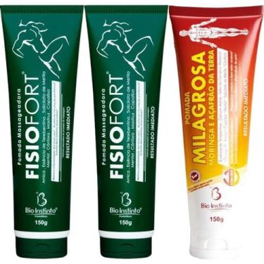 Imagem de Kit 2 Pomada Massageadora Fisiofort 150g + 1 Pomada Massageadora Milag