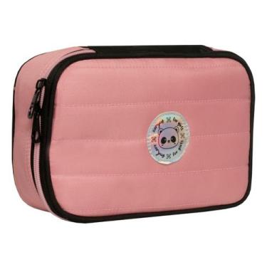 Imagem de Estojo Box 100 Pens Panda Organizador Juvenil Escolar, Rosa