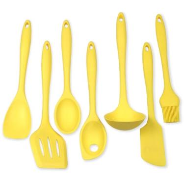 Imagem de Chef Craft Conjunto de utensílios e utensílios de cozinha de silicone com 7 peças, amarelo