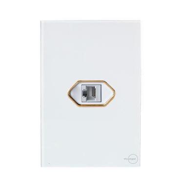 Imagem de Cj entrada rj45 (internet) com suporte 4x2 - dicompel novara glass bra