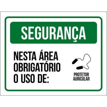 Imagem de Placa De Segurança - Obrigatório Protetor Auricular 27X35 - Sinalizo