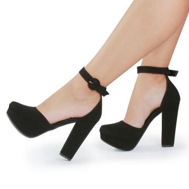 Imagem de Sapato Boneca Meia Pata Salto Grosso Alto P8 - Modarpe, Preto, 38