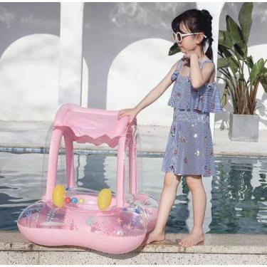 Imagem de Boia Bote Bebê Cobertura Fralda Infantil Rosa Ou Azu Boia Piscina Bebe