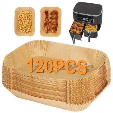 Imagem de BYKITCHEN Forros Air Fryer para fritadeira Ninja Dual Air, conjunto de 120, forros de fritadeira descartáveis retangulares compatíveis com Ninja DZ201/DZ401/DZ090, Instant Vortex e outras Airfryer