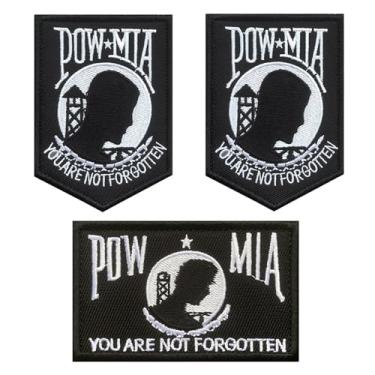 Imagem de Pacote com 3 unidades POW MIA You are NOT Forgotten bordado a ferro no emblema emblema tático militar veterano do exército - perfeito para chapéus, roupas, mochila, boné, colete, uniforme etc