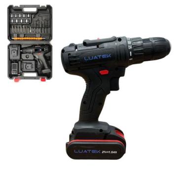 Imagem de Kit Parafusadeira Furadeira Sem Fio Com 2 Baterias 21v Bivolt Brocas B