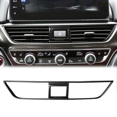 Imagem de SUNJIKA Compatível com consoles de aço inoxidável fibra de carbono para painel de saída de ar condicionado acessórios interiores para Honda Accord 10ª geração 2018 2019 2020 2021 2022 (1 peça preta)