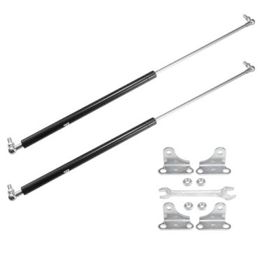 Imagem de X AUTOHAUX 2 peças 63.5 cm 36.3 kg/356N suportes de elevação pretos amortecedores mola a gás com chave universal para trailer, carro, caminhão, barco