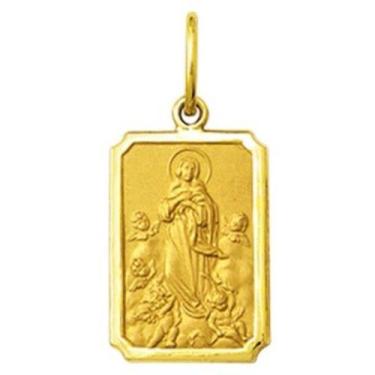 Imagem de Pingente Mini 0.9cm Quadrado Retangular Santos Ouro 18k ( 29 Santos ) 
