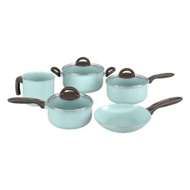 Imagem de Jogo De Panelas 5 Peças Revestimento Cerâmico Antiaderente Mineral Resist Cor Verde Ceramic Life