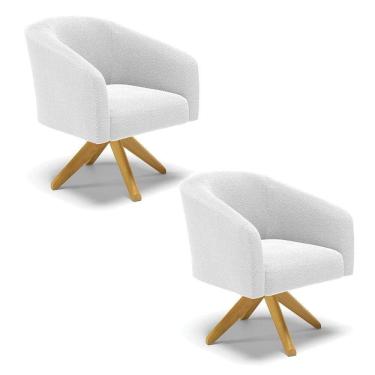 Imagem de Cadeira Sala De Jantar Giratória Ma30 Kit 2 Stella Bouclê D03 - D`rossi Cor Off White