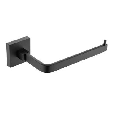 Imagem de Porta Suportes Papel Higiênico Quadrado Aço Inox Preto Fosco - Gowff