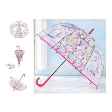 Imagem de Guarda Chuva Infantil Transparente Desenho Unicórnio 885 - Tem Tudo On