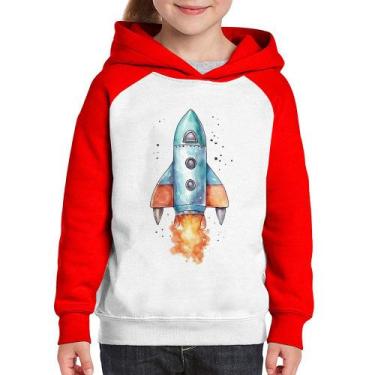 Imagem de Moletom Infantil Foguete - Foca na Moda, Branco, Vermelho, 10