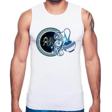 Imagem de Regata Signo Aquário Astrologia - Foca na Moda, Branco, P