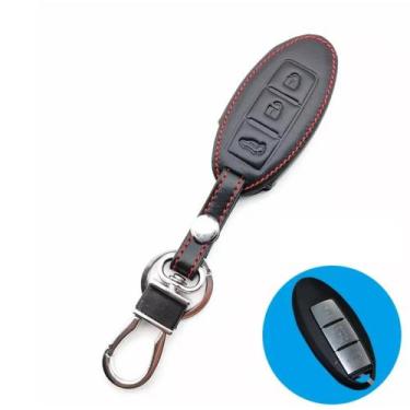Imagem de Chaveiro Capa Couro Chave Presencial 3 Botões Nissan Sentra Kicks - Tu