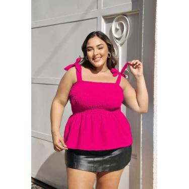 Imagem de Blusa Feminina Plus Size Batinha Alça Regata Ajustável Elástica Verão 