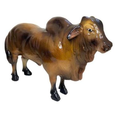 Imagem de Estátua de Boi em Resina Realista 27cm - LZ Decorações, Marrom