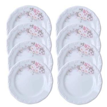 Imagem de Kit 8 Pratos Sobremesa Lanche Eterna Porcelana Schmidt  - Porcelanas S